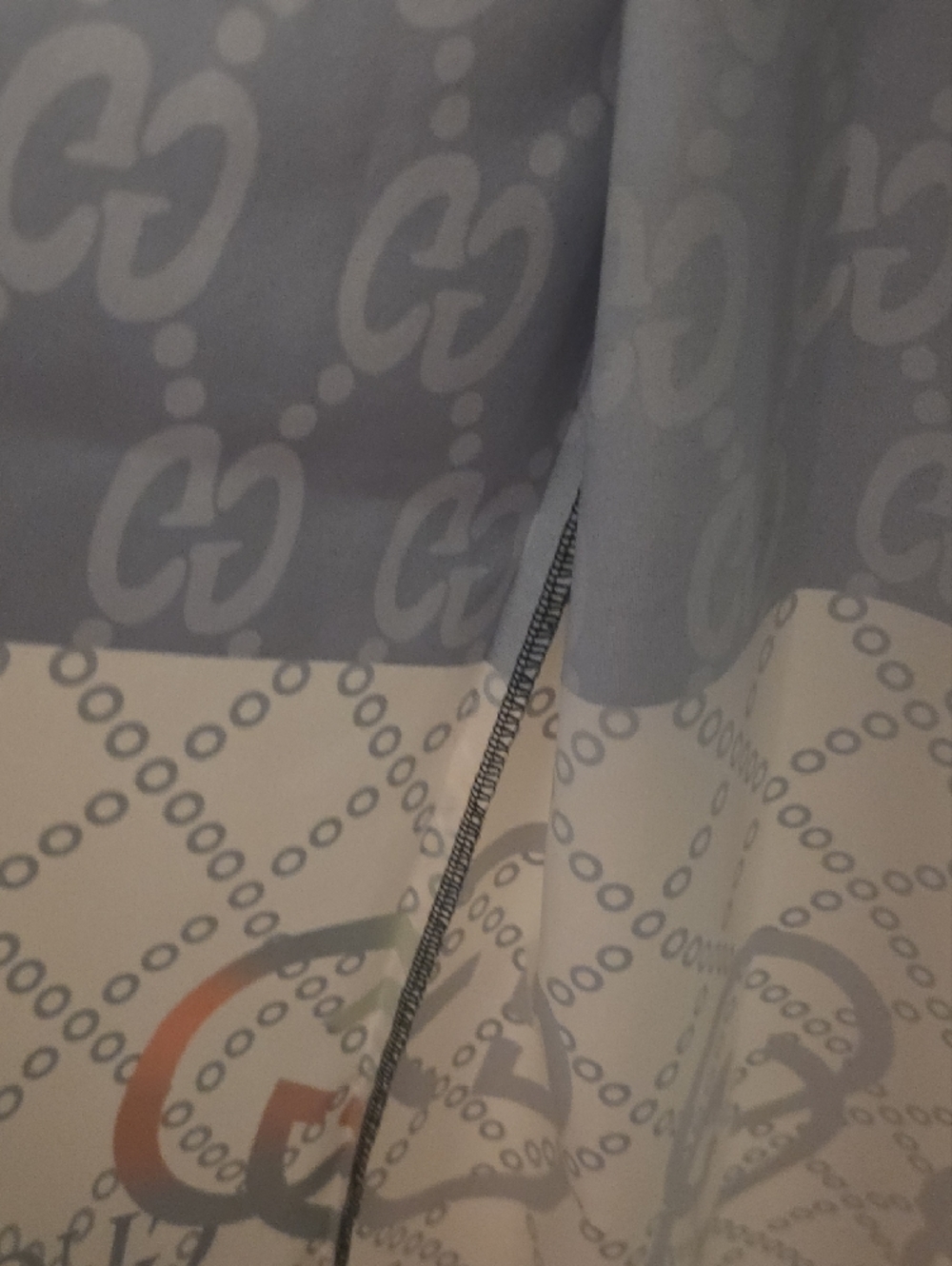 Gucci Cream, Navy & Green And Black Logo Robe/ Duster/coverup, Orange Accents - Picture 6 of 7